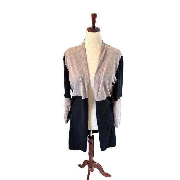 Vila Milano womens long open front color block cardigan size L - Picture 1 of 5